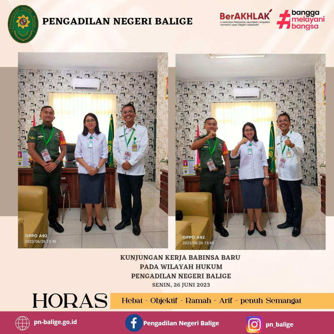 Kunjungan kerja babinsa baru  pada wilayah hukum PENGADILAN NEGERI BALIGE